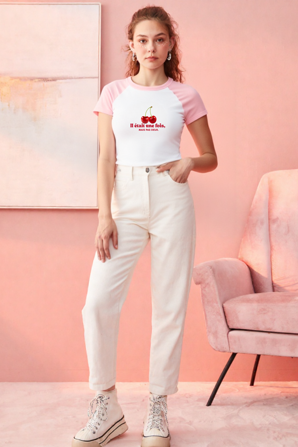 T-shirt côtelé à manches raglan pour femmes - Il était une fois, mais pas deux